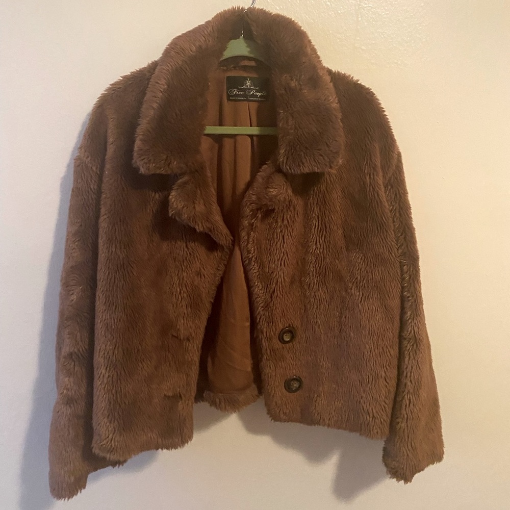 FREE PEOPLE cropped faux fur penny lane style jacket